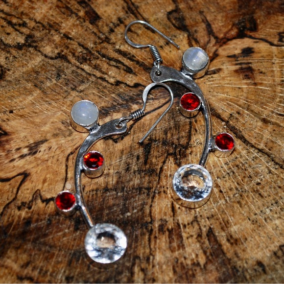 Moonstoone Beaded Accent Earrings 2" - Picture 3 of 5